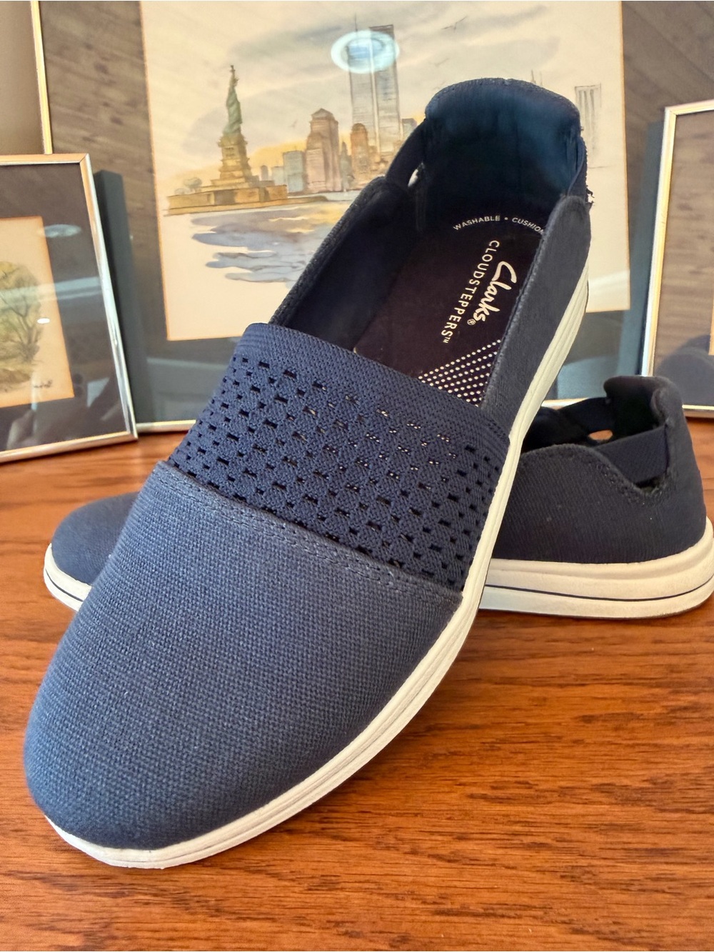 Clarks Women’s Navy Blue Slip-On Loafers